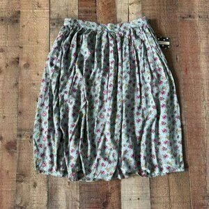 Comme Toi women's size large midi pleated skirt blue and pink floral